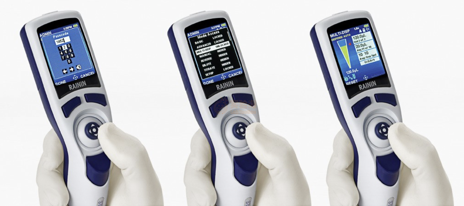 8通道电动量程间距可调移液器,rainin瑞宁,pipet-lite e4 xls 圆柱型